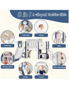 Tobogán 8 en 1 YUYUE para Niños Pequeños con Aro y Telescopio 2