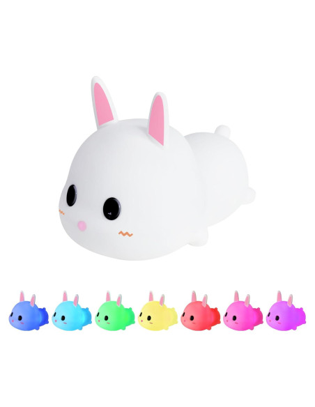 Luz Nocturna Conejo GANGULITO Silicona Táctil 7 Colores