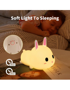Luz Nocturna Conejo GANGULITO Silicona Táctil 7 Colores 2