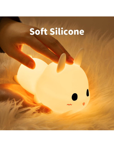 Luz Nocturna Conejo GANGULITO Silicona Táctil 7 Colores