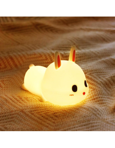 Luz Nocturna Conejo GANGULITO Silicona Táctil 7 Colores