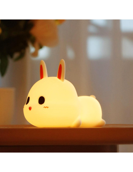 Luz Nocturna Conejo GANGULITO Silicona Táctil 7 Colores