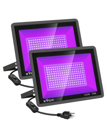 Paquete de 2 luces LED negras 100W IP66 XYCN para fiestas