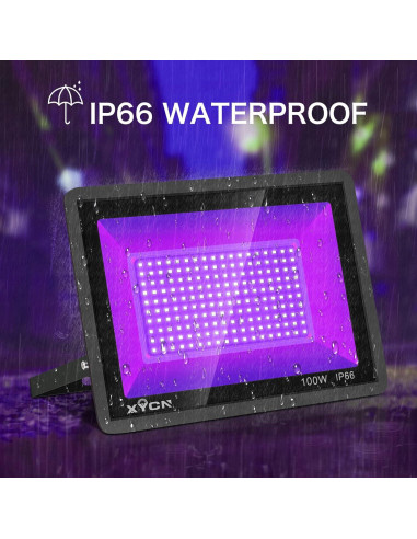 Paquete de 2 luces LED negras 100W IP66 XYCN para fiestas