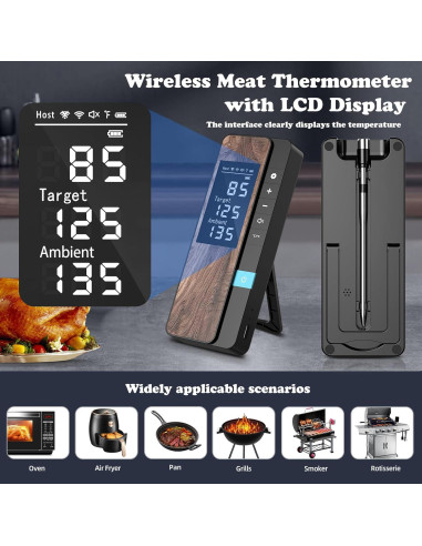 Termómetro de Carne Inalámbrico Patchelp HK-50A con Probeta Ultra Fina