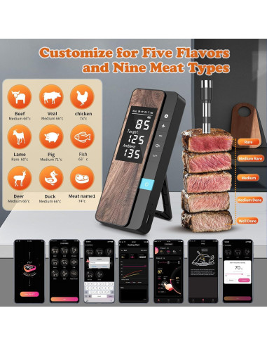 Termómetro de Carne Inalámbrico Patchelp HK-50A con Probeta Ultra Fina