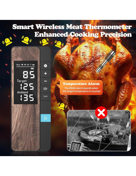 Termómetro de Carne Inalámbrico Patchelp HK-50A con Probeta Ultra Fina