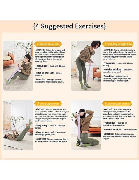 Banda de Resistencia de Tela Ocdin Set de 4 para Yoga