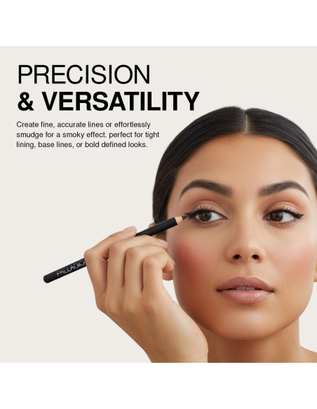 Eyeliner de Madera Palladio Negro, Aplicación Fácil, Larga Duración