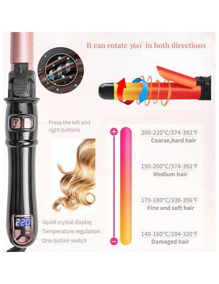 Varita de Rizado Automática Adarados Q8 28mm Pantalla LED