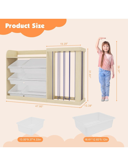 Organizador de Juguetes HedoAjim con 6 Contenedores Extraíbles