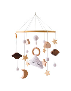 Móvil para Cuna Promise Babe de Madera y Lana, 30x10 cm