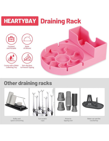 Soporte Secado Botellas Silicona Grado Alimenticio Rosa
