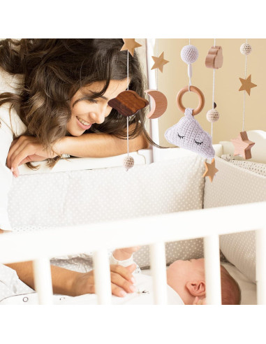 Móvil para Cuna Promise Babe de Madera y Lana, 30x10 cm