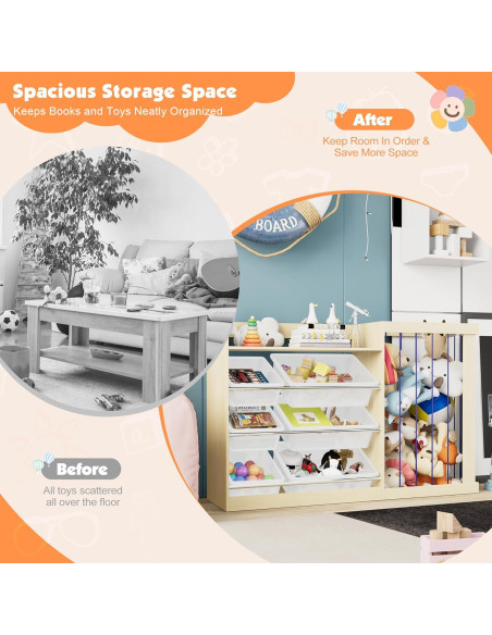 Organizador de Juguetes HedoAjim con 6 Contenedores Extraíbles