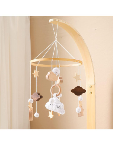 Móvil para Cuna Promise Babe de Madera y Lana, 30x10 cm