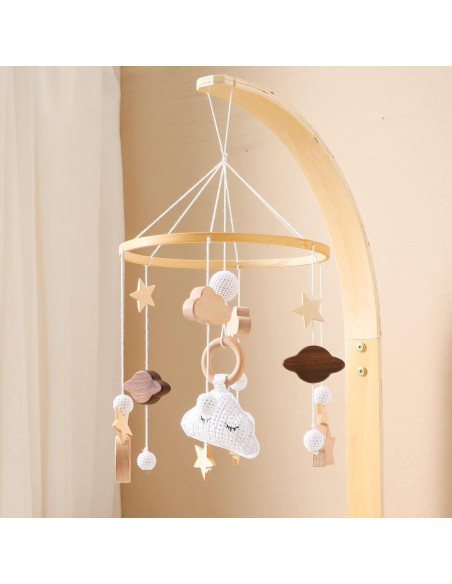 Móvil para Cuna Promise Babe de Madera y Lana, 30x10 cm