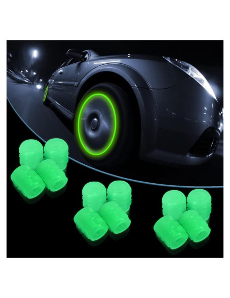 Tapas de Válvula Brillantes SISUJA 20Pcs Verde para Autos