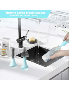 Limpiador Eléctrico de Biberones WHNL Azul con Cepillos Reemplazables 2