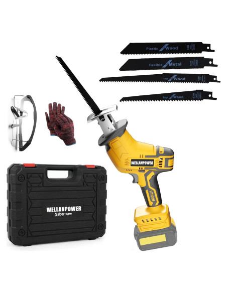 Sierra Recíproca Inalámbrica Wellanpower 20V 3500 SPM con 4 Cuchillas