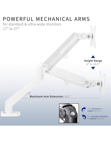 Soporte Articulado Doble Monitor VIVO STAND-V102OW Blanco