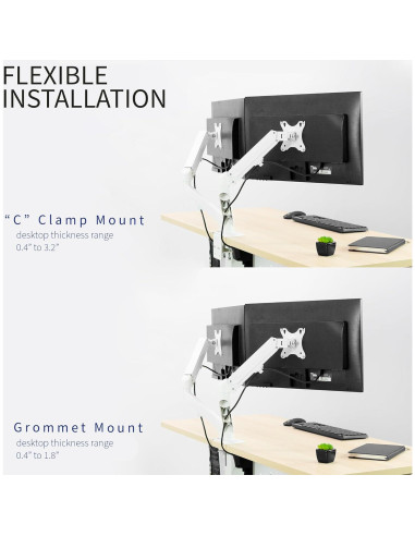 Soporte Articulado Doble Monitor VIVO STAND-V102OW Blanco