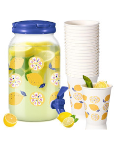 Dispensador de Bebidas Umigy 1 Galón con 20 Vasos Papel 12 oz