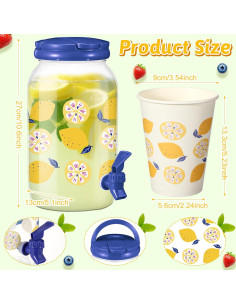 Dispensador de Bebidas Umigy 1 Galón con 20 Vasos Papel 12 oz 2