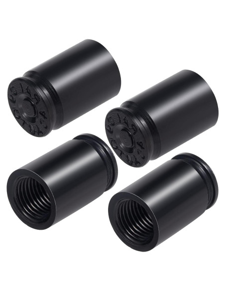 Tapas de Válvula en Forma de Bala PAGOW - 4 Pcs Aluminio Negro
