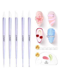 Juego de 5 Herramientas de Uñas Gelab - Silicona y Punteo