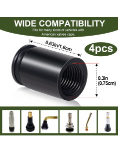 Tapas de Válvula en Forma de Bala PAGOW - 4 Pcs Aluminio Negro 2