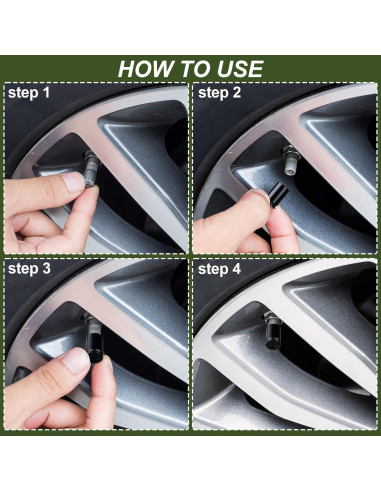 Tapas de Válvula en Forma de Bala PAGOW - 4 Pcs Aluminio Negro