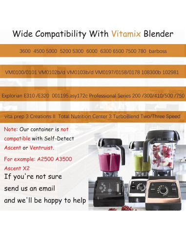 Jarra de licuadora 1.81L Fxsmgdy perfil bajo compatible Vitamix