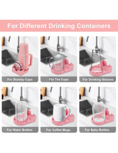 Soporte para Secado de Botellas y Vasos SISAYWEY Silicona Rosa 2