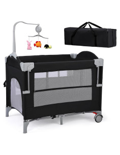 Cuna Lateral JOYMOR 4 en 1 para Bebés - Área de Juego y Juguetes