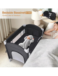 Cuna Lateral JOYMOR 4 en 1 para Bebés - Área de Juego y Juguetes 2