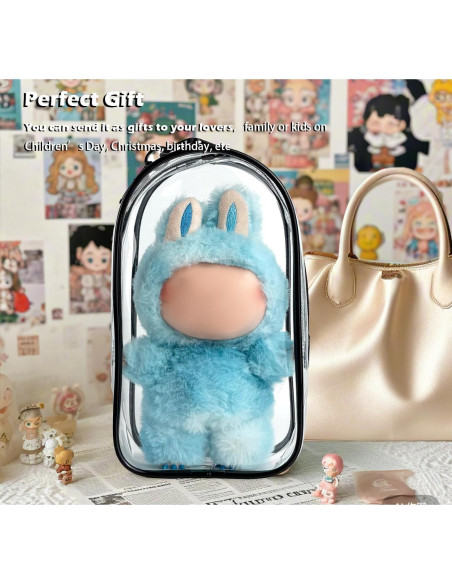 Funda Protectora de PVC para Muñeca Labubu 17cm Negra