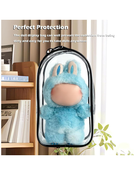 Funda Protectora de PVC para Muñeca Labubu 17cm Negra