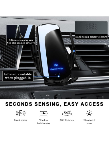 Cargador Inalámbrico para Automóvil MUQIDA 15W con Soporte