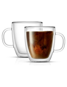 JoyJolt Tazas de Café de Vidrio Doble Pared - Juego de 2 - 382.7 g