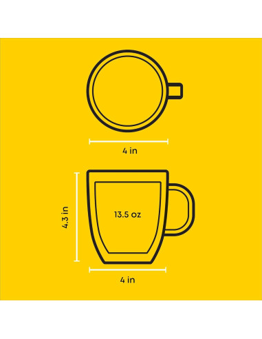 JoyJolt Tazas de Café de Vidrio Doble Pared - Juego de 2 - 382.7 g