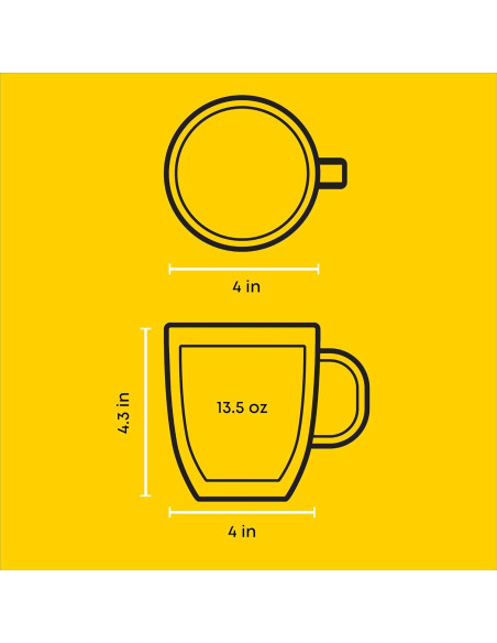 JoyJolt Tazas de Café de Vidrio Doble Pared - Juego de 2 - 382.7 g