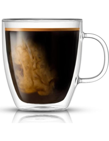 JoyJolt Tazas de Café de Vidrio Doble Pared - Juego de 2 - 382.7 g