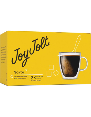 JoyJolt Tazas de Café de Vidrio Doble Pared - Juego de 2 - 382.7 g