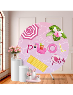 Fondo Redondo de Fiesta CHNYWORK 0.91m Tropical con Flamencos 2