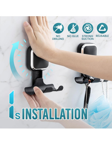 Soporte de Ventosa TAILI para Afeitadora y Toallas, Negro