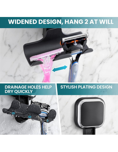 Soporte de Ventosa TAILI para Afeitadora y Toallas, Negro