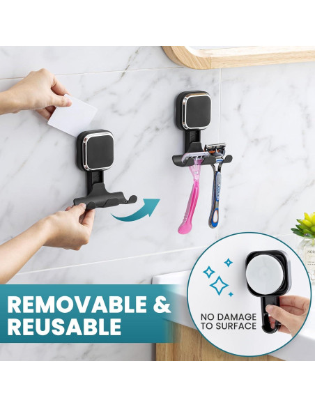 Soporte de Ventosa TAILI para Afeitadora y Toallas, Negro