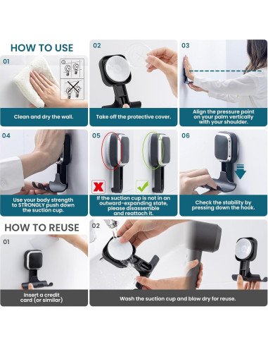 Soporte de Ventosa TAILI para Afeitadora y Toallas, Negro