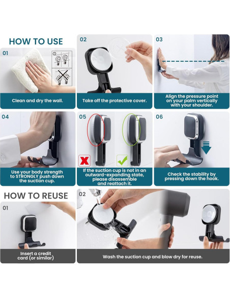 Soporte de Ventosa TAILI para Afeitadora y Toallas, Negro